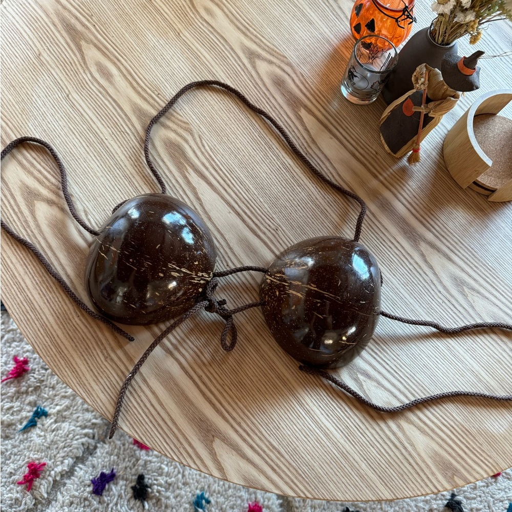 Real Coconut Bra Halloween Costume Hula Girl